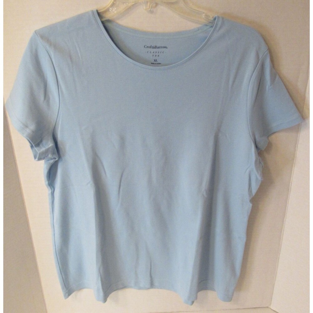 Croft & Barrow Blue XL Short Sleeve Classic Tee Shirt Womens Crew Neck Cotton